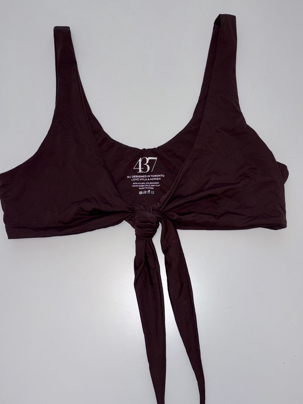 437 Knot-Front Kenzie Bikini Top in Espresso Brown